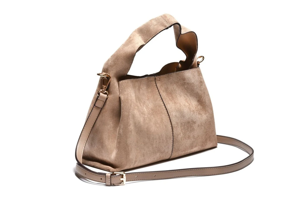 T012629TAP – Taupe moderna mekana velur torba