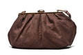 T012633COF – Coffee mekana velur clutch torba sa metalnim ukrasom