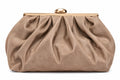 T012633TAP – Taupe mekana velur clutch torba sa metalnim ukrasom