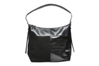 T012663BLK - Crna torba kombinovane teksture sa kroko detaljem