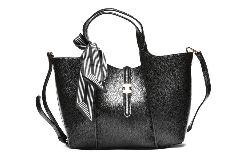 T012671BLK - Crna elegantna torba sa ukrasnom maramom
