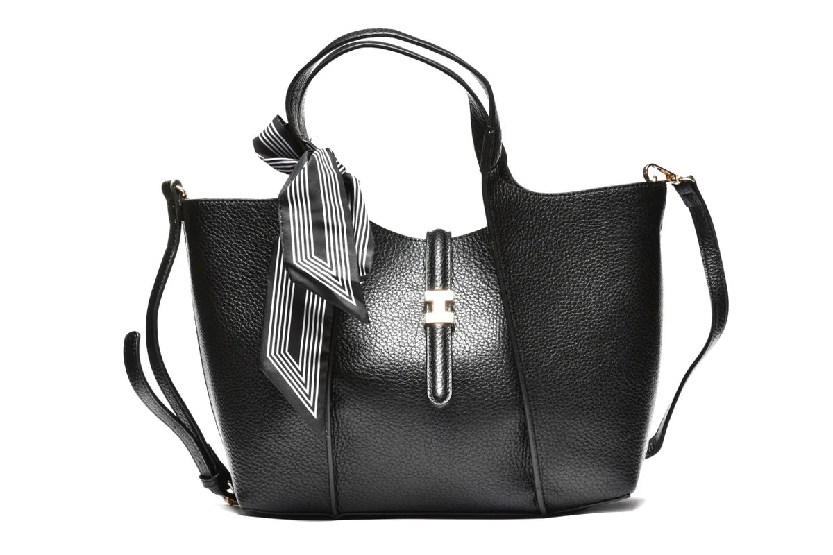 T012671BLK - Crna elegantna torba sa ukrasnom maramom
