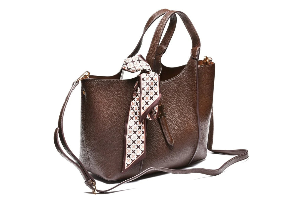 T012671COF - Coffee elegantna torba sa ukrasnom maramom