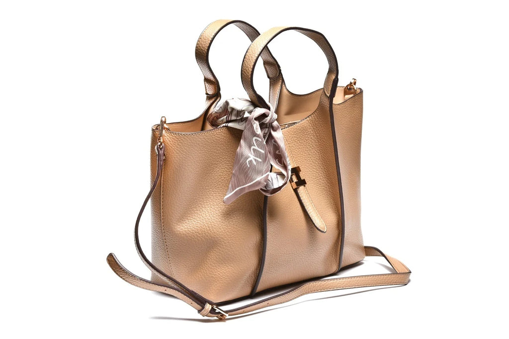 T012671TAP - Taupe elegantna torba sa ukrasnom maramom