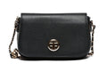 T012696BLK - Crna elegantna torbica sa preklopom i lancem